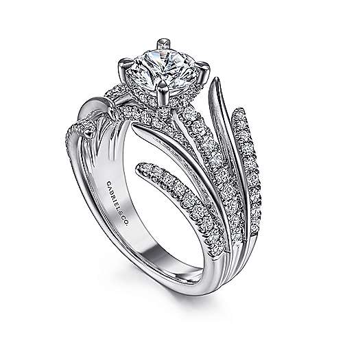 Gabriel & Co. Zandaya ER15407R4W44JJ – 14K White Gold Split Shank Round Diamond Engagement Ring