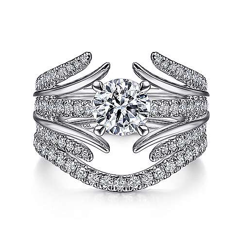 Gabriel & Co. Zandaya ER15407R4W44JJ – 14K White Gold Split Shank Round Diamond Engagement Ring