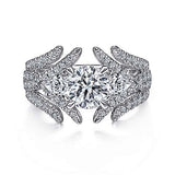 Gabriel & Co. Daya ER15408R4W44JJ – 14K White Gold Round Three Stone Diamond Engagement Ring