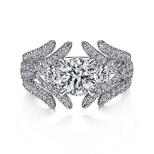 Gabriel & Co. Daya ER15408R4W44JJ – 14K White Gold Round Three Stone Diamond Engagement Ring