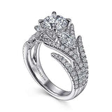 Gabriel & Co. Daya ER15408R4W44JJ – 14K White Gold Round Three Stone Diamond Engagement Ring