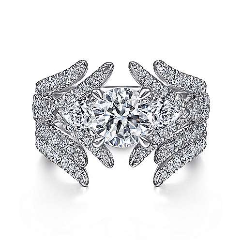 Gabriel & Co. Daya ER15408R4W44JJ – 14K White Gold Round Three Stone Diamond Engagement Ring
