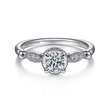Gabriel & Co. Falcon ER15425R2W44JJ – Vintage Inspired 14K White Gold Round Diamond Engagement Ring