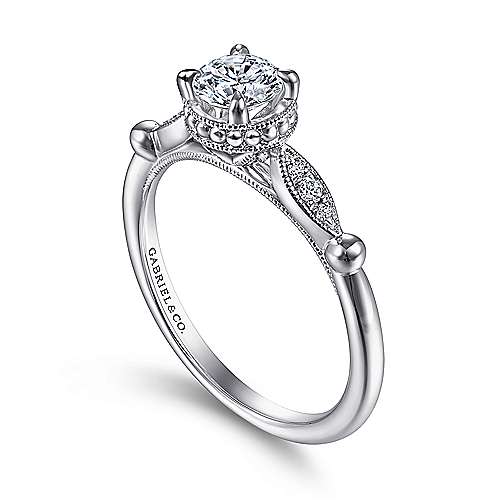 Gabriel & Co. Falcon ER15425R2W44JJ – Vintage Inspired 14K White Gold Round Diamond Engagement Ring