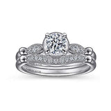 Gabriel & Co. Falcon ER15425R2W44JJ – Vintage Inspired 14K White Gold Round Diamond Engagement Ring