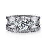 Gabriel & Co. Dulcette ER15533R4W44JJ – 14K White Gold Wide Band Round Diamond Engagement Ring