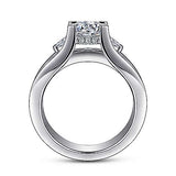 Gabriel & Co. Dulcette ER15533R4W44JJ – 14K White Gold Wide Band Round Diamond Engagement Ring