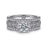 Gabriel & Co. Gemma ER15538R4W44JJ – 14K White Gold Wide Band Round Diamond Engagement Ring