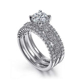 Gabriel & Co. Gemma ER15538R4W44JJ – 14K White Gold Wide Band Round Diamond Engagement Ring