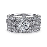 Gabriel & Co. Gemma ER15538R4W44JJ – 14K White Gold Wide Band Round Diamond Engagement Ring