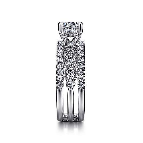 Gabriel & Co. Gemma ER15538R4W44JJ – 14K White Gold Wide Band Round Diamond Engagement Ring