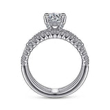 Gabriel & Co. Gemma ER15538R4W44JJ – 14K White Gold Wide Band Round Diamond Engagement Ring