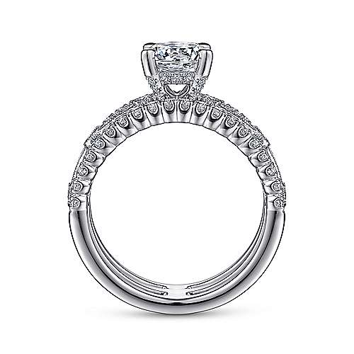 Gabriel & Co. Gemma ER15538R4W44JJ – 14K White Gold Wide Band Round Diamond Engagement Ring