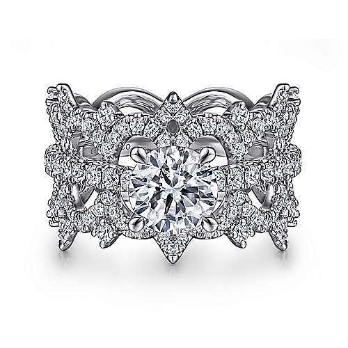 Gabriel & Co. Georgine ER15540R4W44JJ – 14K White Gold Split Shank Round Diamond Engagement Ring