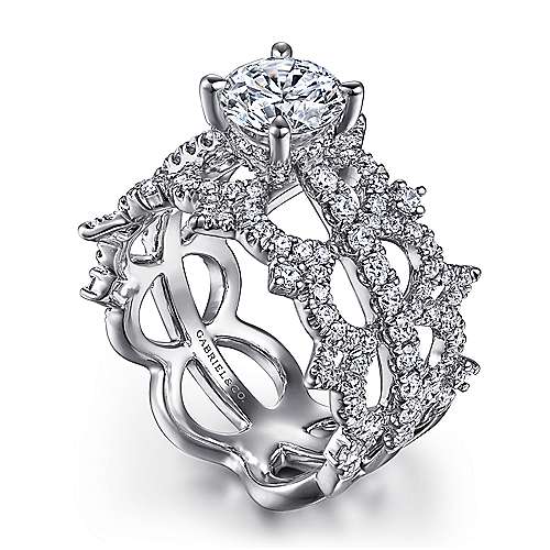 Gabriel & Co. Georgine ER15540R4W44JJ – 14K White Gold Split Shank Round Diamond Engagement Ring