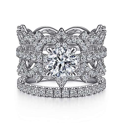 Gabriel & Co. Georgine ER15540R4W44JJ – 14K White Gold Split Shank Round Diamond Engagement Ring