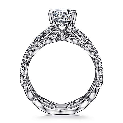 Gabriel & Co. Georgine ER15540R4W44JJ – 14K White Gold Split Shank Round Diamond Engagement Ring