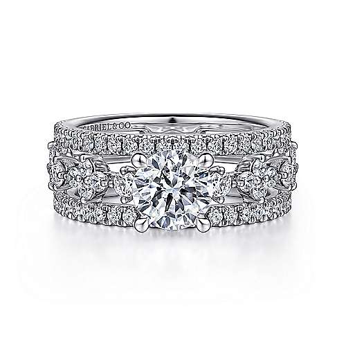 Gabriel & Co. Gianna ER15541R4W44JJ – 14K White Gold Split Shank Round Diamond Engagement Ring