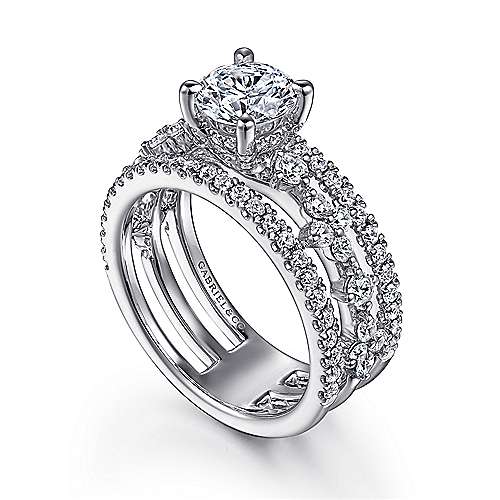 Gabriel & Co. Gianna ER15541R4W44JJ – 14K White Gold Split Shank Round Diamond Engagement Ring