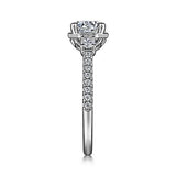 Gabriel & Co. Heather ER15588R4W44JJ – Art Deco 14K White Gold Round Three-Stone Diamond Engagement Ring