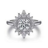 Gabriel & Co. Heidi ER15589R4W44JJ – 14K White Gold Fancy Halo Round Diamond Engagement Ring