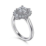 Gabriel & Co. Heidi ER15589R4W44JJ – 14K White Gold Fancy Halo Round Diamond Engagement Ring