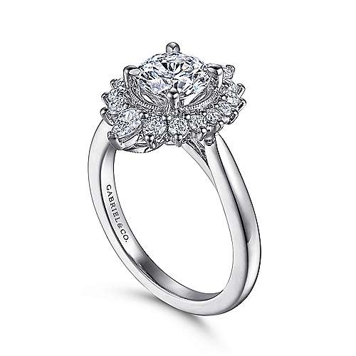Gabriel & Co. Heidi ER15589R4W44JJ – 14K White Gold Fancy Halo Round Diamond Engagement Ring