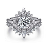 Gabriel & Co. Heidi ER15589R4W44JJ – 14K White Gold Fancy Halo Round Diamond Engagement Ring