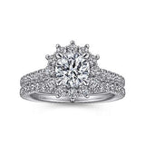 Gabriel & Co. Hibiscus ER15590R4W44JJ – 14K White Gold Fancy Halo Round Diamond Engagement Ring