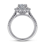 Gabriel & Co. Hibiscus ER15590R4W44JJ – 14K White Gold Fancy Halo Round Diamond Engagement Ring