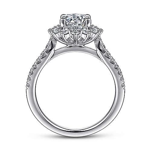 Gabriel & Co. Hibiscus ER15590R4W44JJ – 14K White Gold Fancy Halo Round Diamond Engagement Ring