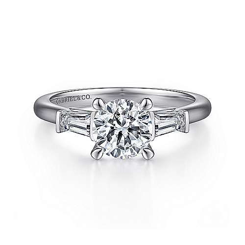 Gabriel & Co. Honor ER15591R4W44JJ – 14K White Gold Round Three-Stone Diamond Engagement Ring