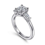 Gabriel & Co. Honor ER15591R4W44JJ – 14K White Gold Round Three-Stone Diamond Engagement Ring