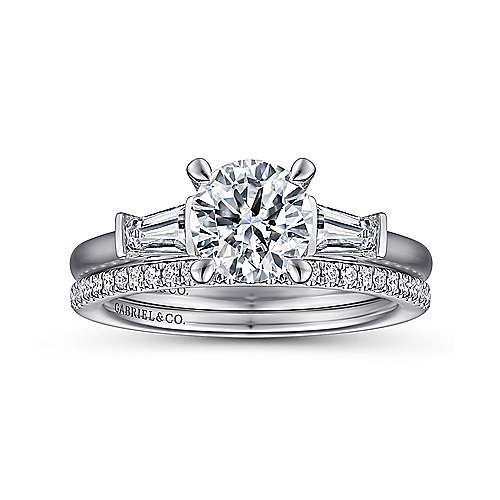 Gabriel & Co. Honor ER15591R4W44JJ – 14K White Gold Round Three-Stone Diamond Engagement Ring