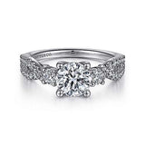 Gabriel & Co. Hudson ER15592R4W44JJ – 14K White Gold Round Three-Stone Diamond Engagement Ring