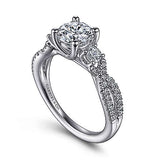 Gabriel & Co. Hudson ER15592R4W44JJ – 14K White Gold Round Three-Stone Diamond Engagement Ring