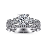 Gabriel & Co. Hudson ER15592R4W44JJ – 14K White Gold Round Three-Stone Diamond Engagement Ring