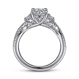 Gabriel & Co. Hudson ER15592R4W44JJ – 14K White Gold Round Three-Stone Diamond Engagement Ring