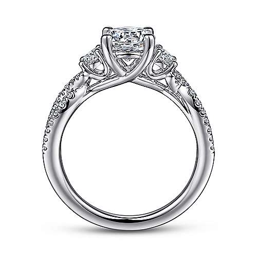 Gabriel & Co. Hudson ER15592R4W44JJ – 14K White Gold Round Three-Stone Diamond Engagement Ring