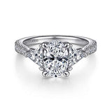 Gabriel & Co. Ismay ER15596O6W44JJ – 14K White Gold Oval Three-Stone Diamond Engagement Ring