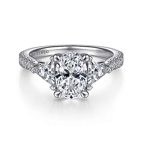 Gabriel & Co. Ismay ER15596O6W44JJ – 14K White Gold Oval Three-Stone Diamond Engagement Ring
