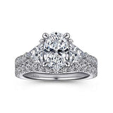 Gabriel & Co. Ismay ER15596O6W44JJ – 14K White Gold Oval Three-Stone Diamond Engagement Ring