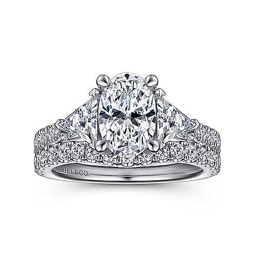 Gabriel & Co. Ismay ER15596O6W44JJ – 14K White Gold Oval Three-Stone Diamond Engagement Ring