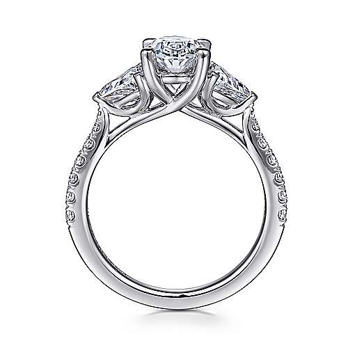 Gabriel & Co. Ismay ER15596O6W44JJ – 14K White Gold Oval Three-Stone Diamond Engagement Ring