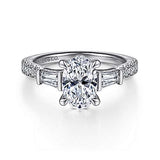 Gabriel & Co. Iva ER15597O6W44JJ – 14K White Gold Oval Three-Stone Diamond Engagement Ring