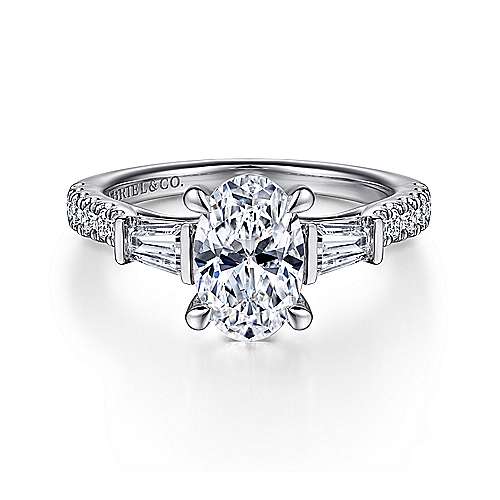 Gabriel & Co. Iva ER15597O6W44JJ – 14K White Gold Oval Three-Stone Diamond Engagement Ring
