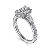 Gabriel & Co. Iva ER15597O6W44JJ – 14K White Gold Oval Three-Stone Diamond Engagement Ring