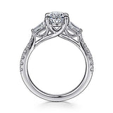 Gabriel & Co. Iva ER15597O6W44JJ – 14K White Gold Oval Three-Stone Diamond Engagement Ring