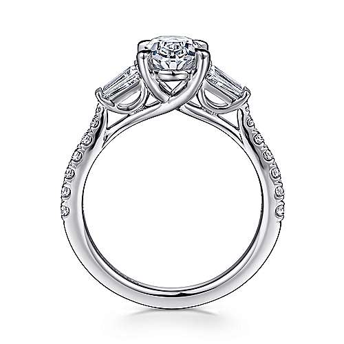 Gabriel & Co. Iva ER15597O6W44JJ – 14K White Gold Oval Three-Stone Diamond Engagement Ring