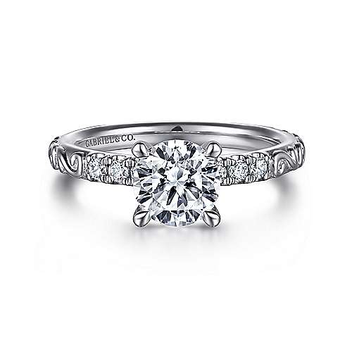 Gabriel & Co. ER15599R4W44JJ Jackie – 14K White Gold Round Diamond Engagement Ring